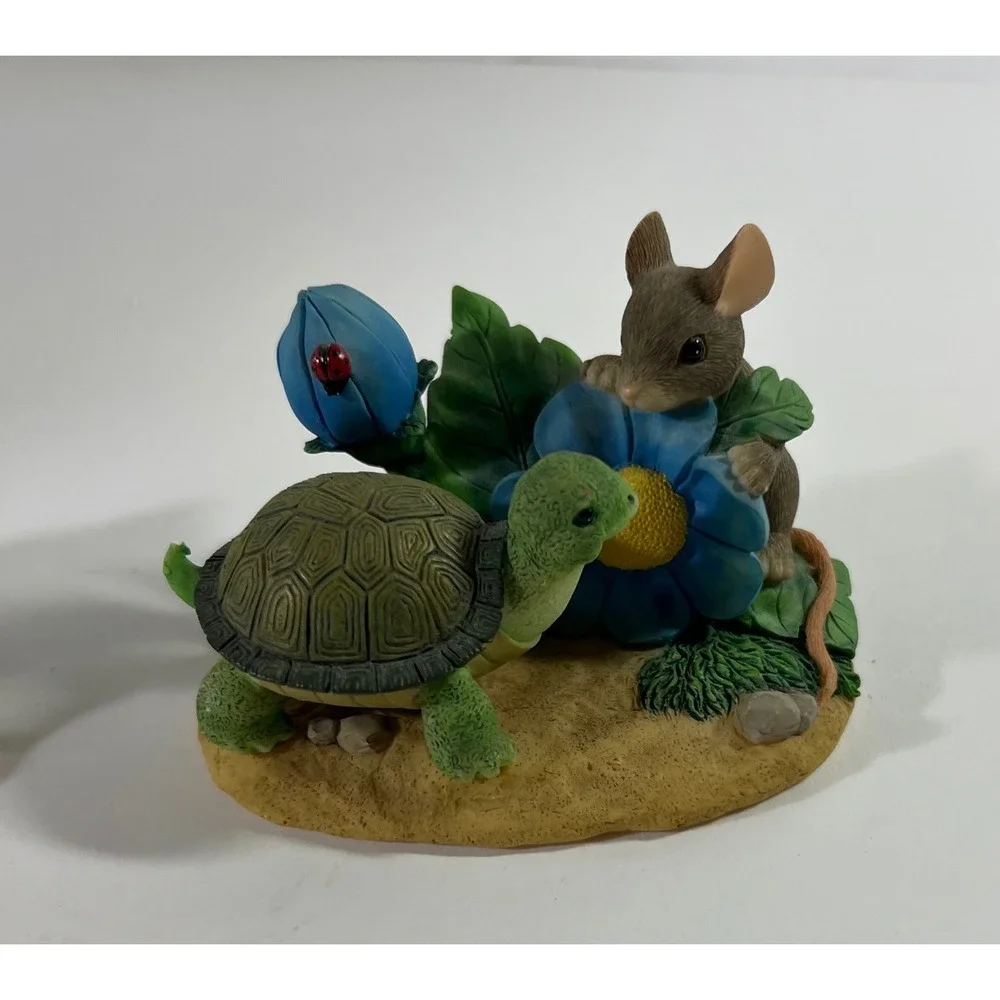 Vintage Charming Tails Take Time To Smell The Flowers Mouse Ladybug Turtle Flaw